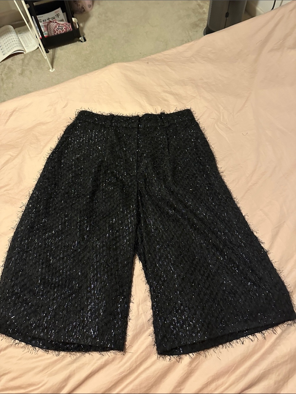 COS Black Silver Metallic Faux Fur Shorts